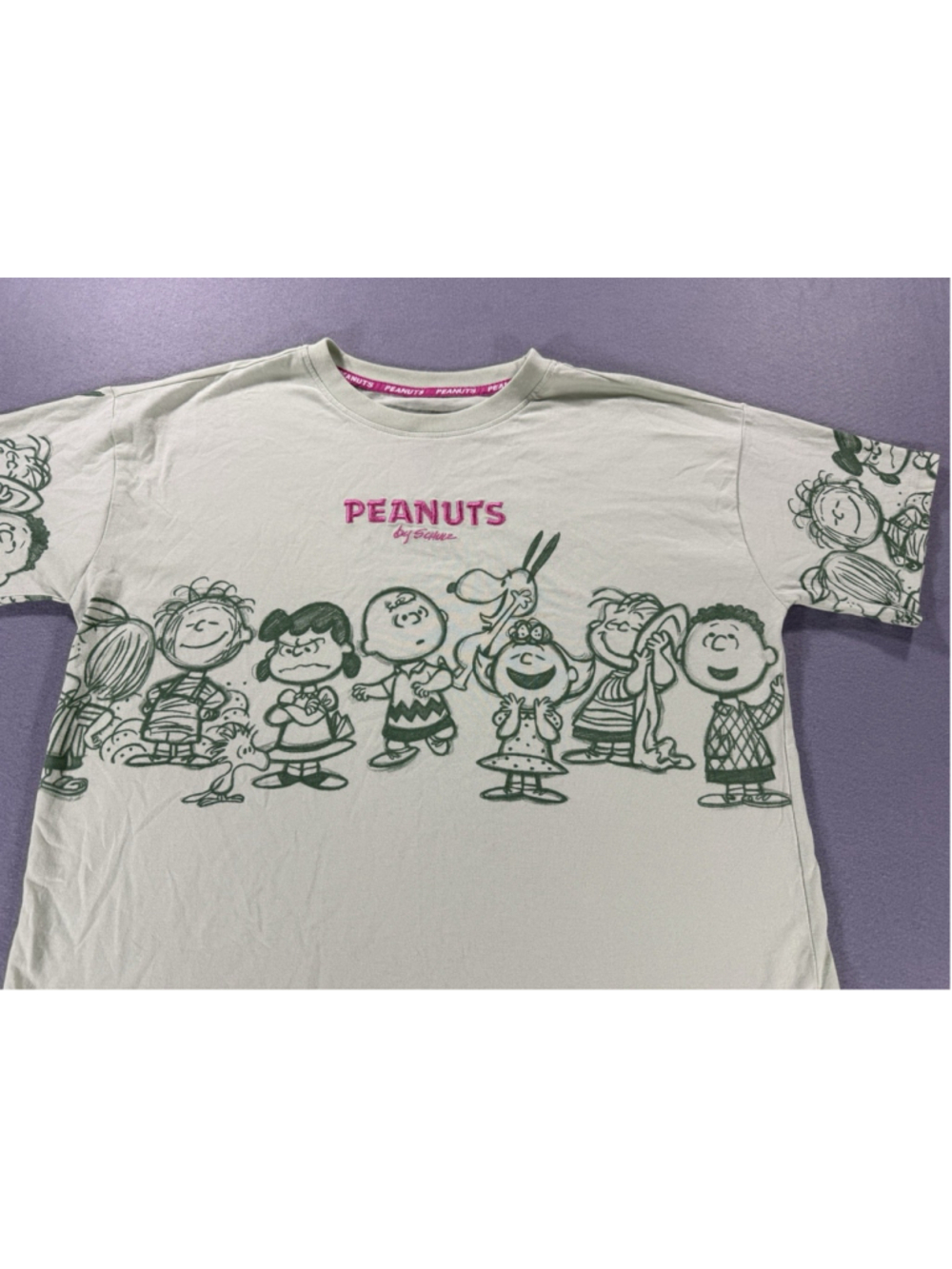 Peanuts T-Shirt Unisex M Green Snoopy Charlie Brown Sketch Graphic Tee - Picture 3 of 9